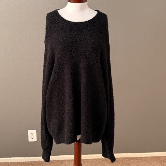 Mfpen men's Black Boucle Herreekvipering Pullover Furry sweater Sz XL cabin core - Picture 2 of 8